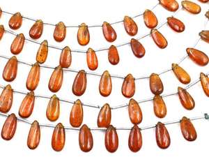 Orange Kyanite Teardrop Pear Shape Beads 8 Inch Smooth Natural Gemstone for Jewelry Making <b>Stone</b> Beads - Product Image 4