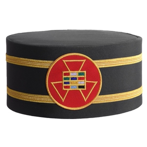 Embroidered Black Round Hat With Gold Crown And White Cross Design Handmade Cotton <b>Craft</b> Sew-On Badge - Product Image 5