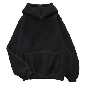 Sweat à capuche en laine couleur unie personnalisé pull surdimensionné pour hommes et femmes avec design imprimé haut chaud ample - Product Image 1