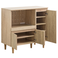Meuble de cuisine moderne à 3 portes avec tiroir, étagère coulissante, design démontable, en panneaux de particules/MDF laminé papier/PVC – Offre Spéciale