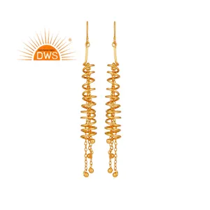 Recién llegado, pendiente colgante en espiral chapado en oro de 18 quilates de plata esterlina, joyería fina Demi para mujer, regalo para ella - Product Image 1