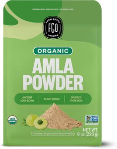 Poudre d'Amla biologique FGO, 8 oz, certifiée biologique USDA, Groseille indienne (Amalaki) - Product Image 1