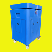 Boîte de stockage isotherme réutilisable 75L pour glace sèche, design moderne, pour aliments, avec roues, rotomoulée, pour la pêche et le laboratoire