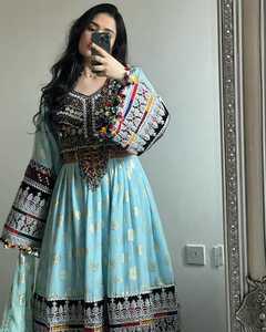 Haute qualité dentelle Afghani robe femmes OEM Original afghan Kuchi traditionnel broderie conception décontracté genou-longueur Vintage a-ligne - Product Image 6
