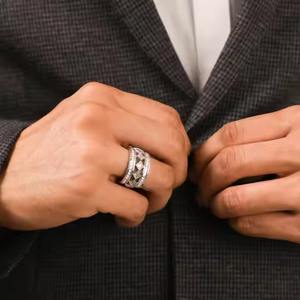 แหวนเพชรมอยส์ซอไนต์แท้สำหรับผู้ชายเครื่องประดับ925เงินแท้แหวนหมั้นของผู้ชายพร้อมของขวัญ - Product Image 3