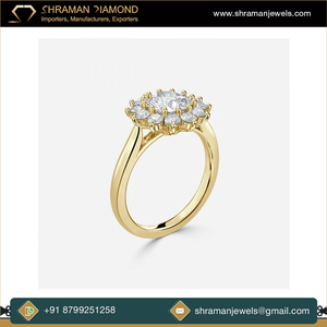 แหวนแต่งงาน/หมั้น รูปทรงดอกไม้ ประดับเพชรโมอิสซาไนต์ ชุบทองคำแท้ 10K สไตล์ฮิปฮอปสุดคลาสสิก ของขวัญสำหรับเธอ - Product Image 3