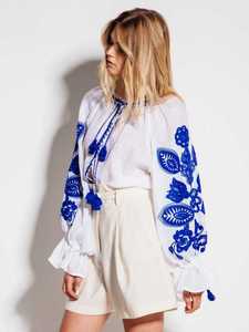 Elegante camisa vintage de manga larga para mujer, nueva moda, blusas informales sueltas de talla grande, blusas tejidas de lino y algodón bordadas - Product Image 2