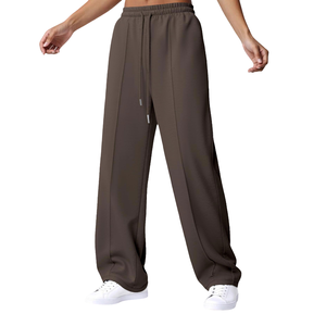 Pantalon de jogging ample pour femme, 100% coton, molleton martial, taille mi-haute, respirant, couleur unie, style streetwear - Product Image 4