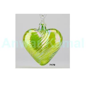 High Quality Green <b>Glass</b> Christmas Hanging Ornament Heart Shape Decorative Item for Xmas <b>Tree</b> Decor - Product Image 2