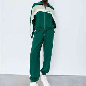 Conjunto Deportivo de Alta Calidad para Mujer, Transpirable, de Algodón, Económico, de Dos Piezas, Informal, con Chaqueta con Cremallera y Pantalones Deportivos - Product Image 1