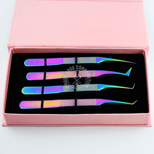 Pinzas de Alta Calidad para Extensión de Pestañas, Punta de Fibra, Agarre Antideslizante, Herramienta de 90 Grados para Trabajo de Precisión - Product Image 1