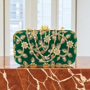 Multi Color Embroidered Floral <b>Clutch</b> Handbag for Indian Wedding & <b>Bridesmaids</b> Gift Party Favor for Her Lock System Purse Mayra - Product Image 6