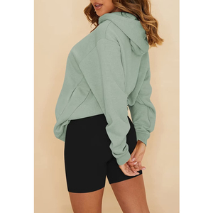 Femmes surdimensionné haut court à capuche personnalisé court longueur pull sweat décontracté hiver mode usine en gros - Product Image 5