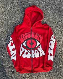 Logo personnalisé impression bouffante 3D poids lourd épais sweats à capuche zippés 100% coton Streetwear hommes sweat à capuche surdimensionné - Product Image 4