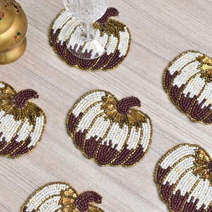 Dessous de verre perlé citrouille d'Halloween Tapis de boisson décoratifs faits à la main Fête de vacances Thé Café Porte-gobelet Fournisseur en gros en vrac - Product Image 2