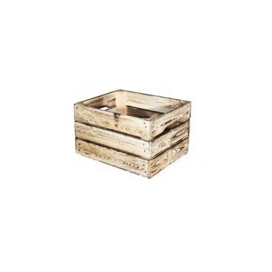 Alte Obstbox Shabby White Painted Natural und Flamed Decorative Wine Box Apfel kiste