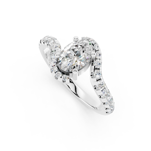 Anillo de bodas de oro sólido personalizable de 10K con diamante cultivado en laboratorio, joyería fina de corte ovalado para fiesta - Product Image 1