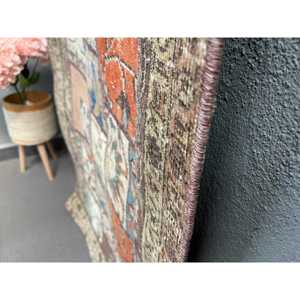 Vintage Turkish Rug, 2.5x6.3 ft Rug, <b>Brown</b> Animal Print <b>Wool</b> Rug - Product Image 3