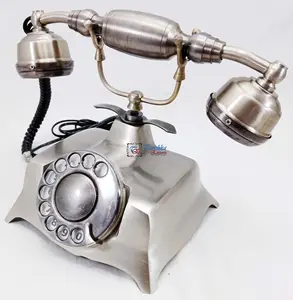 חוגה רוטרית וינטג' טלפון פליז לעיצוב החדר בעבודת יד שנות ה-40 טלפון קווי מראה עתיק רטרו עיצוב בית טלפון מלכותי
