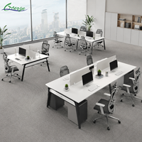 Postazione di Lavoro Modulare Moderna per 1, 2, 4, 6 Persone con Schermo Privacy e Gestione Cavi, Spazio di Lavoro Aperto per Team