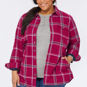 Chemise en flanelle décontractée gratuite pour les femmes, doux et confortable, avec bouton tissé, logo à l'avant, personnalisable, décontracté, superposition d'automne - Product Image 5