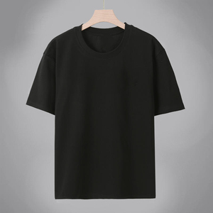 T-shirt décontracté à manches courtes respirant pour hommes et femmes, coupe régulière, impression de logo personnalisé, 100 % coton, vente en gros 2025 - Product Image 4