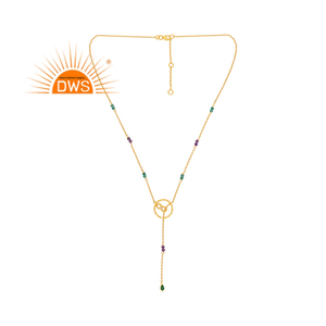 Best Quality Sterling Silver 18K Gold Plated Natural Multi Gemstone Charm Pendant <b>Necklace</b> Fine Jewelry for Women Gift for Her - Product Image 1