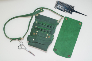 Étui pour ciseaux de barbier en cuir véritable fait main, pochette pour ciseaux de coiffeur avec ceinture de taille et bandoulière amovibles LBSH-0002 - Product Image 6