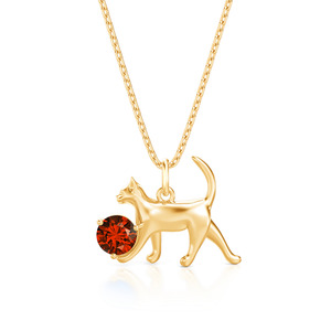 Jeulia Custom Gold Cat Necklace with Birthstone Diamond Pearl Chain - Product Image 6