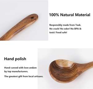 Cucharón de madera para cocinar, utensilios de cucharón de mango largo para sopa, hecho a mano para utensilios de cocina, cuchara de madera de teca para servir, 10,5 pulgadas - Product Image 4