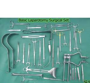 Juego de instrumentos quirúrgicos de laparotomía básica de 108 Uds. Manual de acero inoxidable de alta calidad Clase II cirugía General médica - Product Image 3