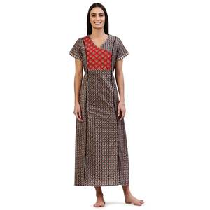 Chemise de nuit longue Evolve pour femme 100 % coton imprimée, ultra douce, à manches mi-longues, offre ODM - Product Image 4