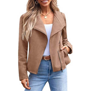 Chaqueta de cuero de mujer de Material de cuero de manga larga transpirable con estampado de logotipo personalizado de alta calidad profesional - Product Image 1