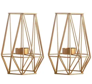 Hot Selling Set Van 2 Gouden Lantaarn Kandelaar Decoratieve Metalen Draad Muur Kandelaar Voor Interieur