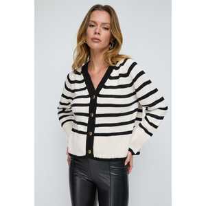 Cárdigan de Punto con Estampado Floral Informal, Técnicas de Tejido Jacquard, Decoración Bordada a Mano, Cierre de Botones para Invierno - Product Image 1