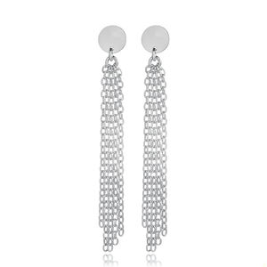 Pendientes Largos con Diseño Redondo Simple en Forma de Cadena, Hechos a Mano en Turquía, Chapados en Oro, Aniversario, Plata de Ley 925 - Product Image 5