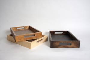 Plateau de service en bois massif récupéré, fabrication artisanale, vente en gros, style rustique, noyer foncé, plateau ottoman pour la maison et la table, 2025 - Product Image 3