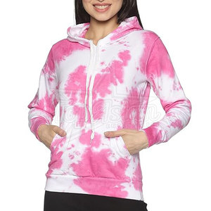 Sudadera con capucha personalizada Tie Dye para mujer, ajuste de gran tamaño, tela cómoda de mezcla de algodón, pedidos a granel, Sudadera con capucha transpirable - Product Image 1