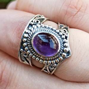 Navya <b>Craft</b> Handmade Women's <b>Ring</b> Amethyst 925 Sterling Silver Boho Style Custom Size 4 14 Natural Jewelry for Everyday Wear - Product Image 6