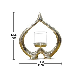 Bougie unique Photophore moderne en argent en forme de coeur Bougie photophore élégante avec argent - Product Image 1