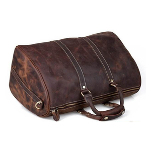 Bolsa de gimnasio deportiva de cuero Vintage hecha a mano, marrón, gran capacidad, viaje, lona, cierre de cremallera, fin de semana de lujo - Product Image 3