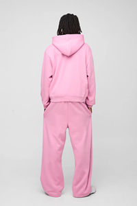 ชุดวอร์มฮู้ดดี้ซิปผู้ชายแบบใหม่สุดฮิต ผ้าฝ้าย 100% สีพื้น สำหรับฤดูหนาว รับสกรีนโลโก้ ฮู้ดดี้ซิปแบบครอป กางเกงทรงบาน - Product Image 5