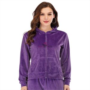 Wholesale OEM Custom 100% Cotton <b>Velvet</b> <b>Hoody</b> Plain Chenille Embroidery Slim Fit <b>Velvet</b> <b>Hoodies</b> - Product Image 3
