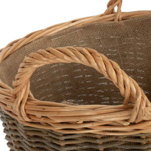 Paniers tissés de taille moyenne avec doublure en toile de jute, double tissage en saule non pelé et en chamois, 42x42x32cm, pour le stockage de gâteaux et de pâtisseries - Product Image 3
