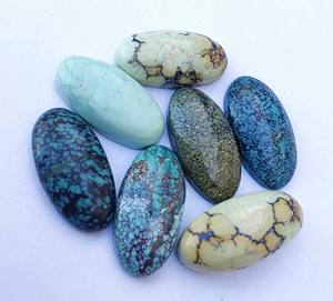 Venta al por mayor Natural tibetano turquesa Beda forma suelta piedras preciosas parte posterior plana calibrada en todos los tamaños - Product Image 6