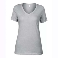 T-shirts pour femmes en gros, col en V, logo personnalisé, respirants, séchage rapide, 100% coton polyester de haute qualité, manches courtes, été, OEM/ODM