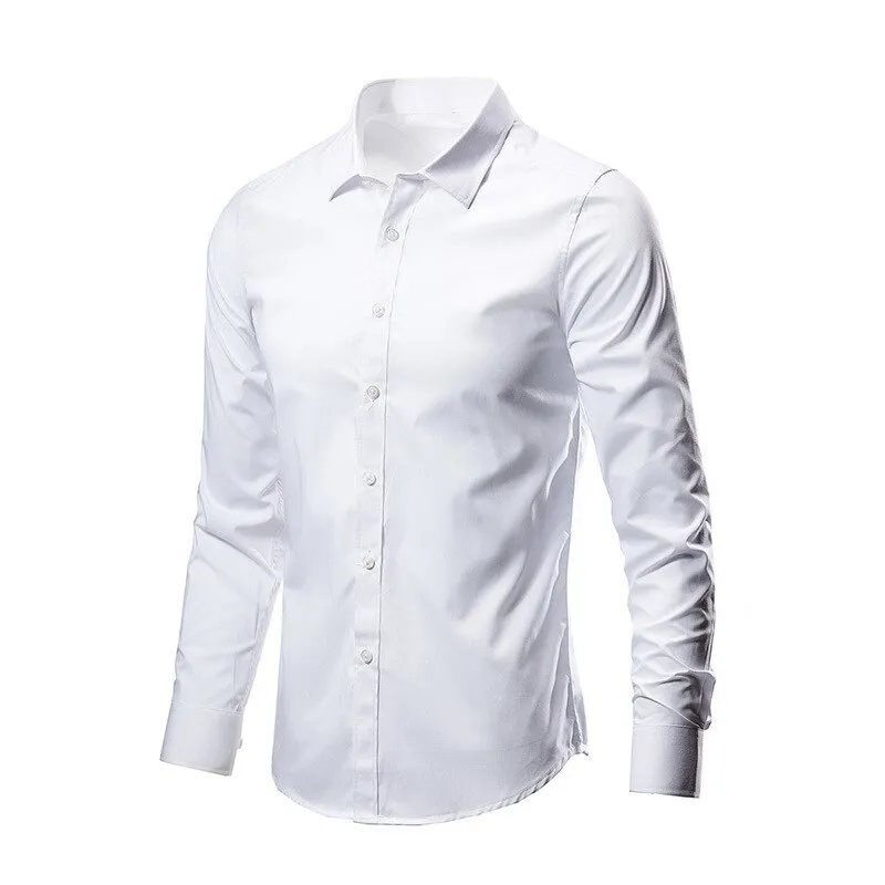 New Premium Men's Summer Long Sleeve Dress Shirts Wedding Button Clothes Social Fashion T-Shirts