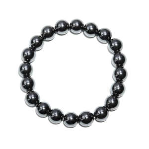 8 mm Smooth Round Hematite Bead 7 Inches Grounding Crystal <b>Bracelet</b> in Grey for Crystal Fans and Collectors - Product Image 4