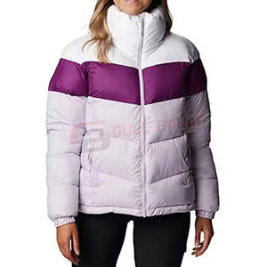 Doudoune Streetwear d'hiver pour femme avec coupe à l'épaule couleur unie et doublure en nylon respirant traitement fini - Product Image 1