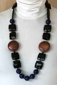 Collar de Cuentas de Resina Ligero Hecho a Mano con Cadena de Eslabones de Joyería Vintage Colorida para Bodas - Product Image 5